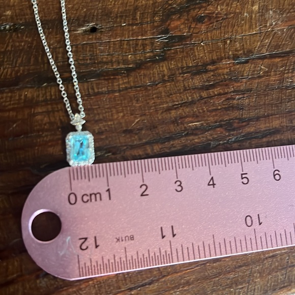 Aquamarine and CZ Silver Necklace - NWOT - Picture 9 of 10